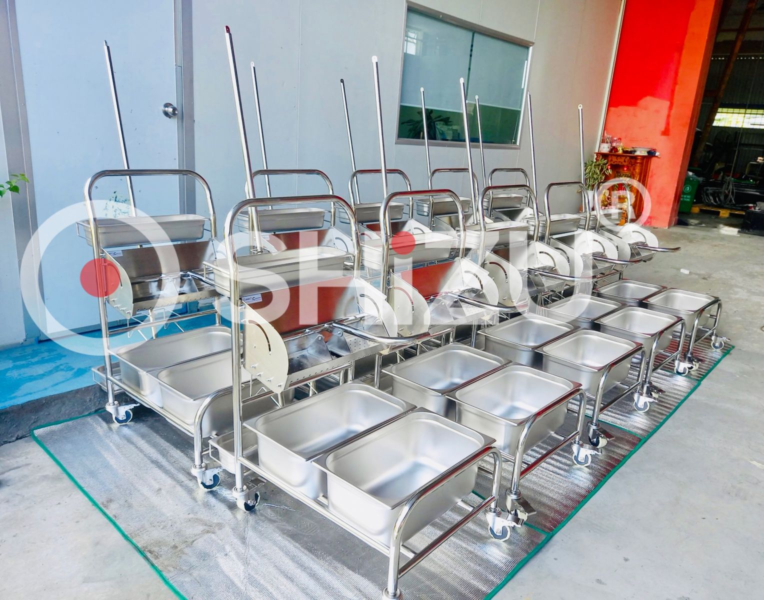Xe day ve sinh phong sach - Cleanroom 3 bucket system